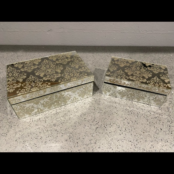 Damask Mirrored Jewelry Box - Set Of 2